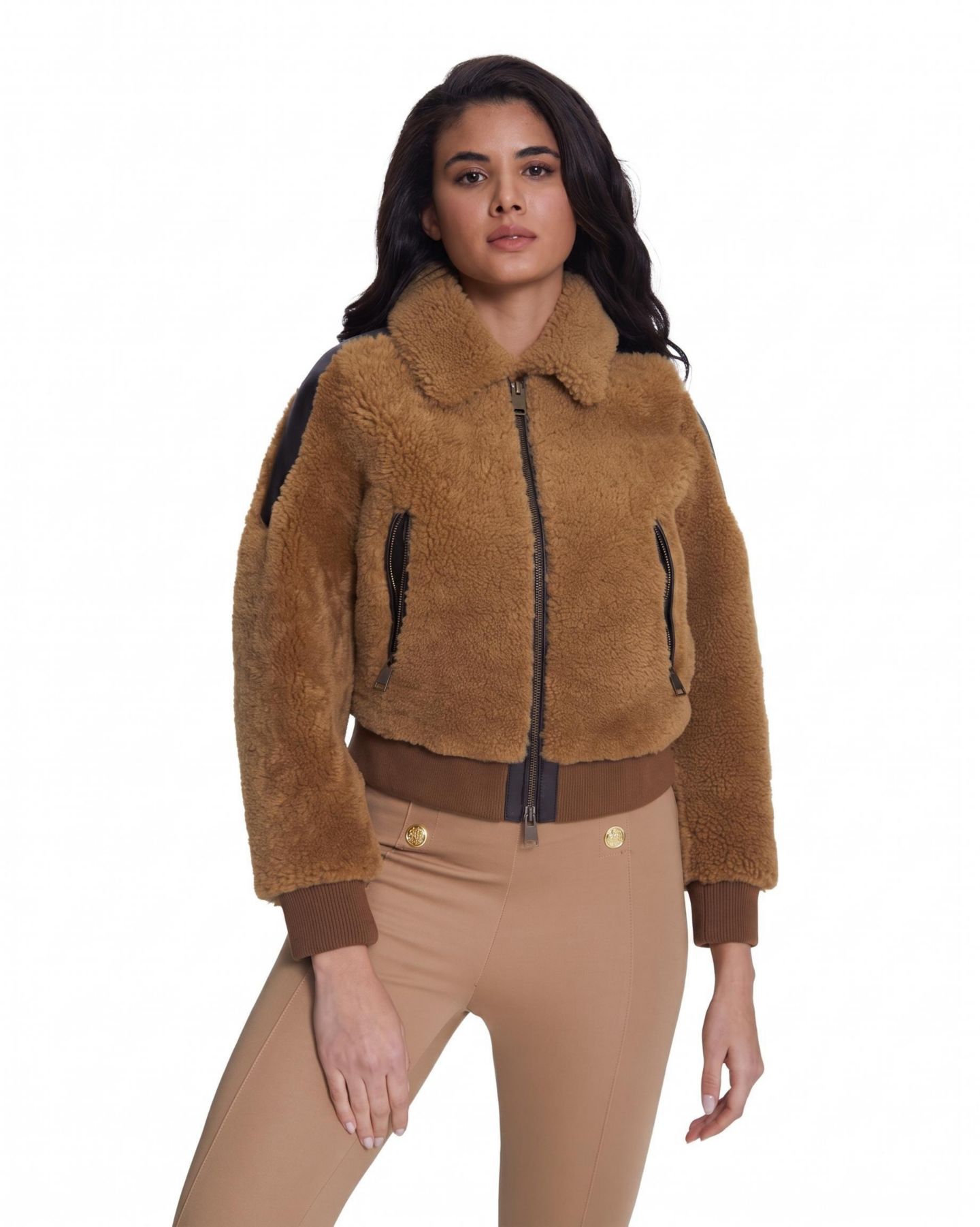 Женская куртка Furniq UK Fashion Jacket, Silky Brown With Ginger Curly Wool, цвет: Коричневый — фото 1