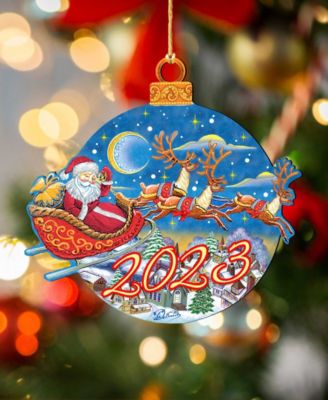 Designocracy 2023 Dated Up And Away Christmas Wooden Ornaments Holiday ...