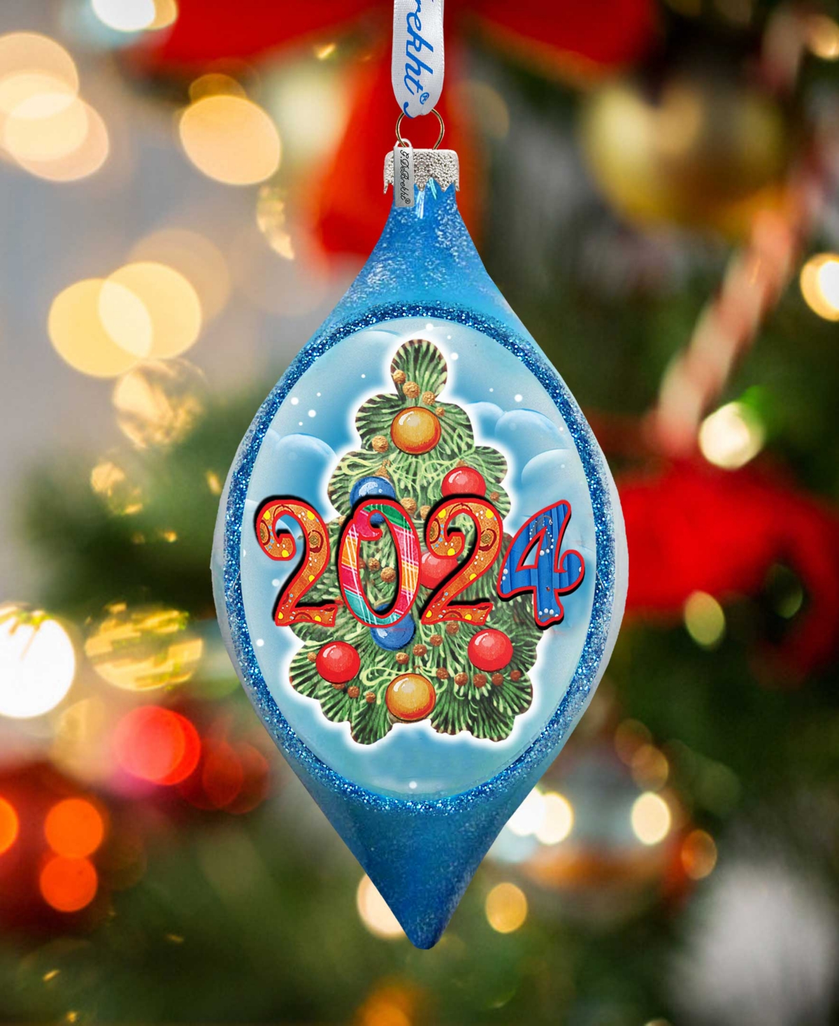 Designocracy 2024 Dated Christmas Tree Drop Mercury Glass Christmas Ornaments G. Debrekht In Multi Color