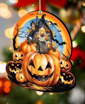 Holiday Wooden Ornaments Haunted House Home Decor G. DeBrekht