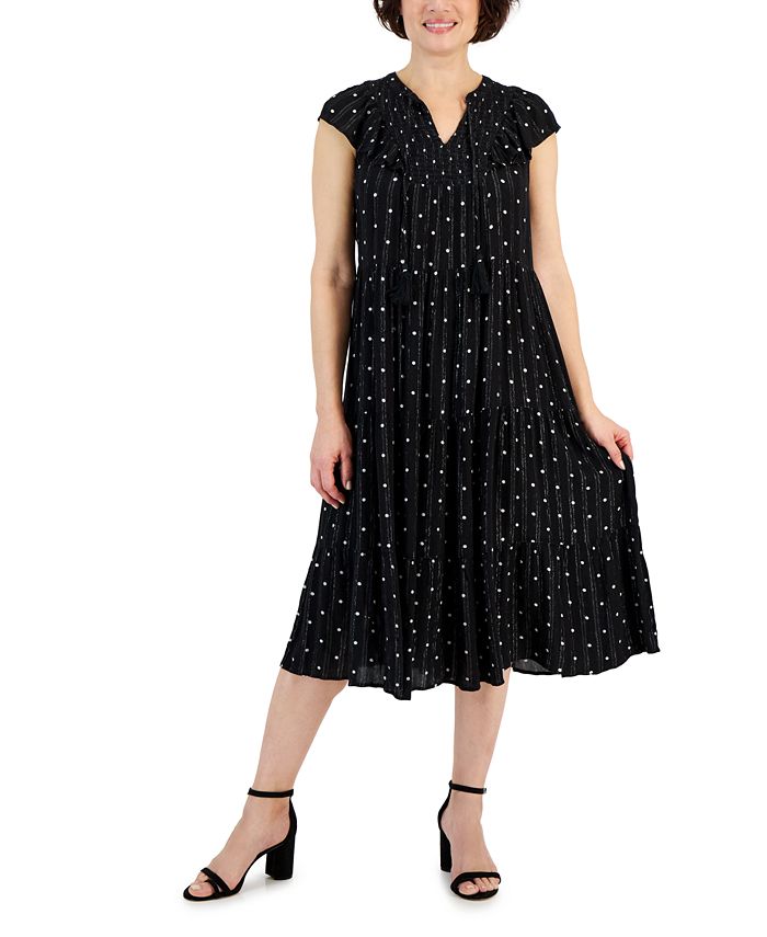 Style & Co Women's Printed Ruffled Shine Midi Dress, Created for Macy's ...