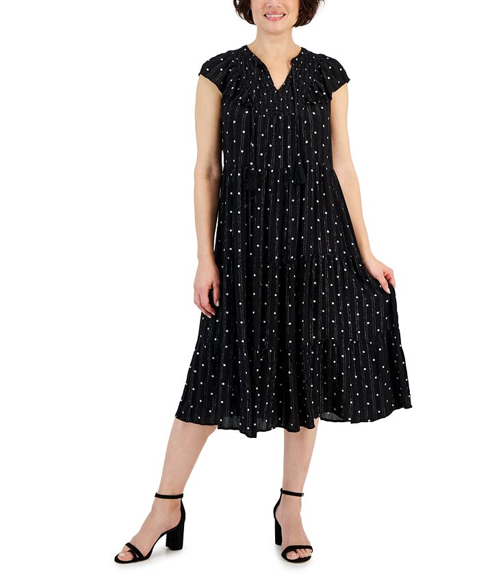 Style Co Women s Printed Ruffled Shine Midi Dress Created for