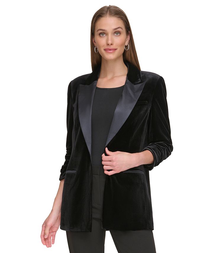 DKNY Women s Velvet Open Front Tuxedo Jacket Macy s