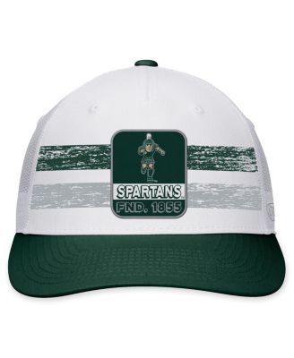 Men's White, Green Michigan State Spartans Retro Fade Snapback Hat