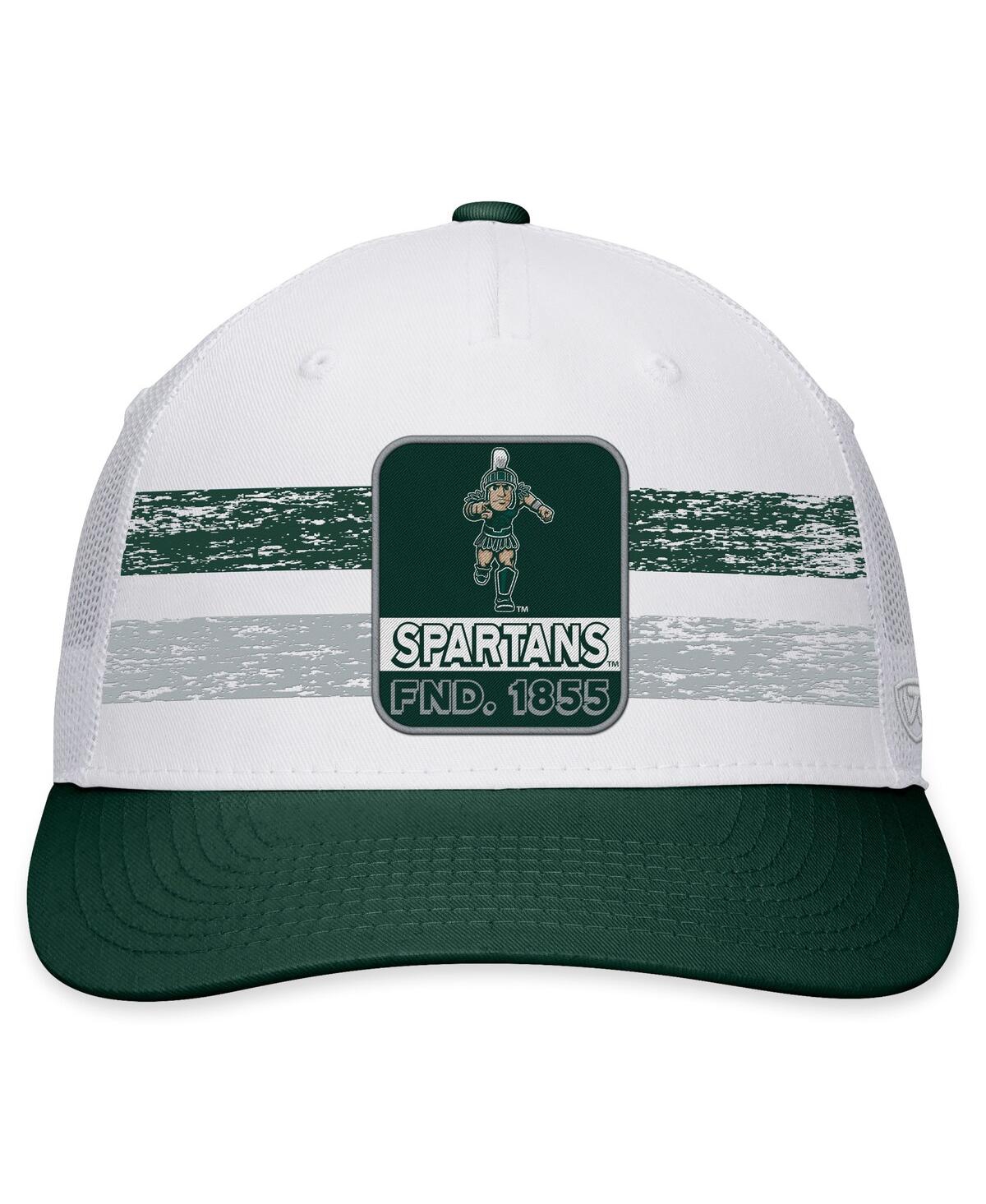 Top Of The World Men's  White, Green Michigan State Spartans Retro Fade Snapback Hat In White,green