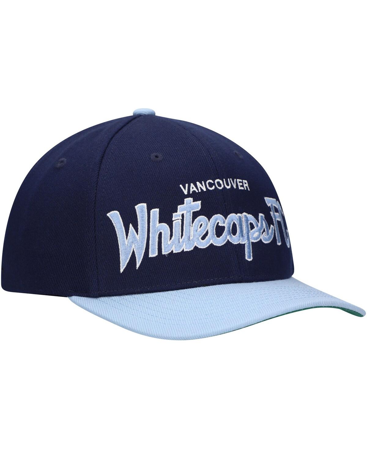 Mitchell & Ness Men's  Deep Sea Blue Vancouver Whitecaps Fc Team Script 2.0 Stretch Snapback Hat In Blue
