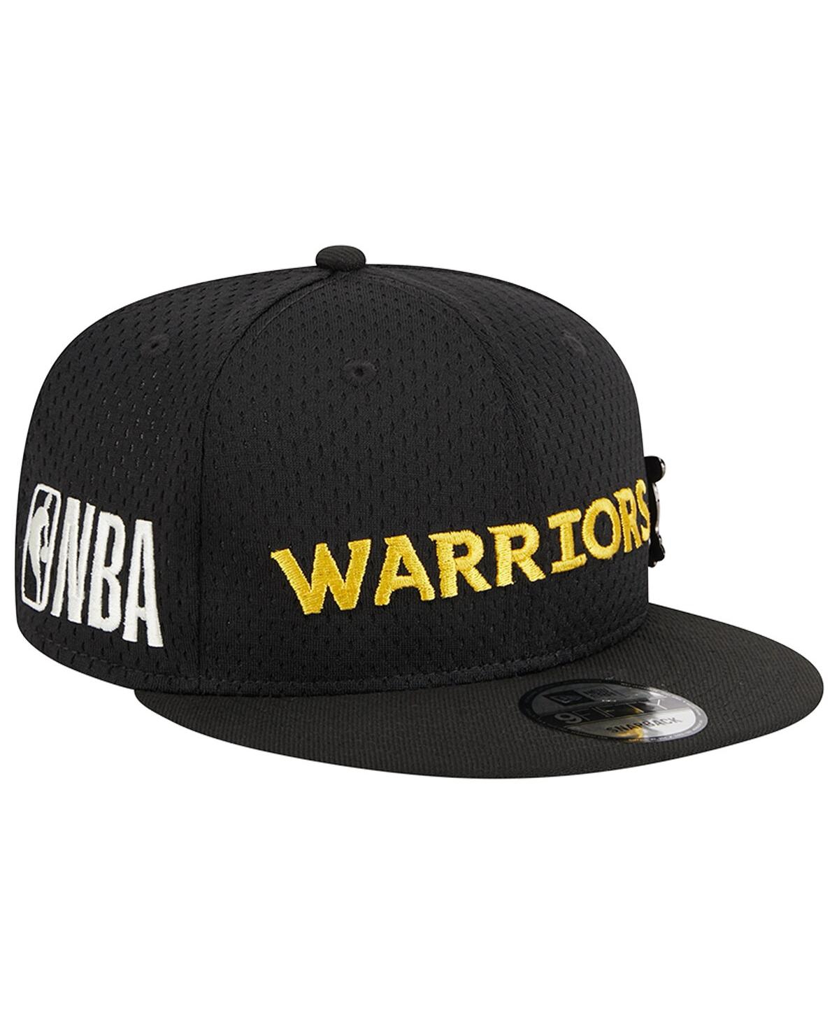Men's New EraGolden State Warriors Post-Up Pin Mesh 9FIFTY Snapback Hat - Black