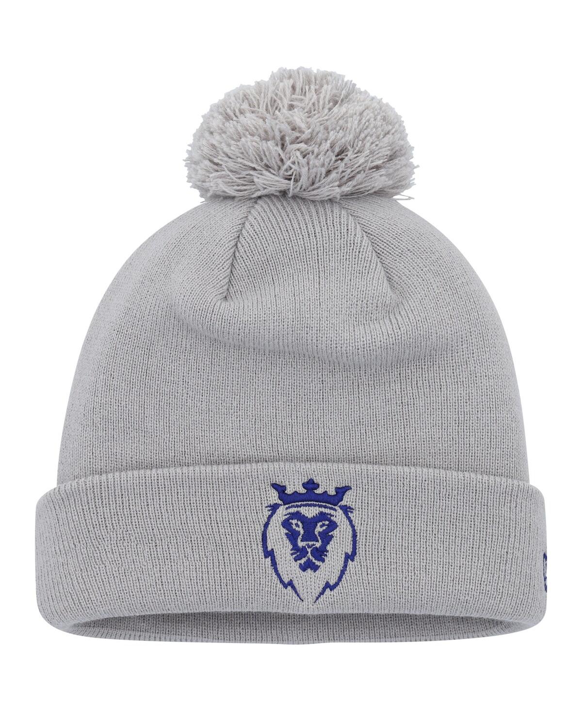 New Era Men's  Gray Real Salt Lake Jersey Hook Cuffed Knit Hat With Pom