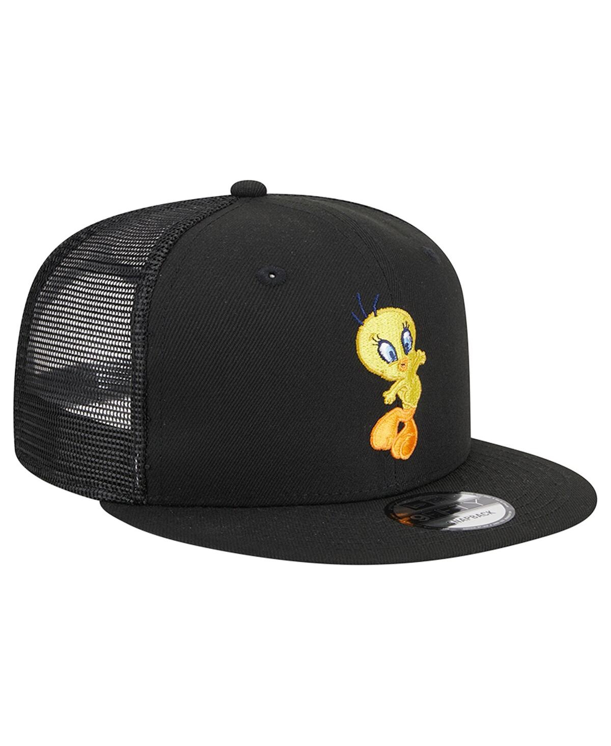 New Era Men's  Black Looney Tunes Tweety Trucker 9fifty Snapback Hat In Black