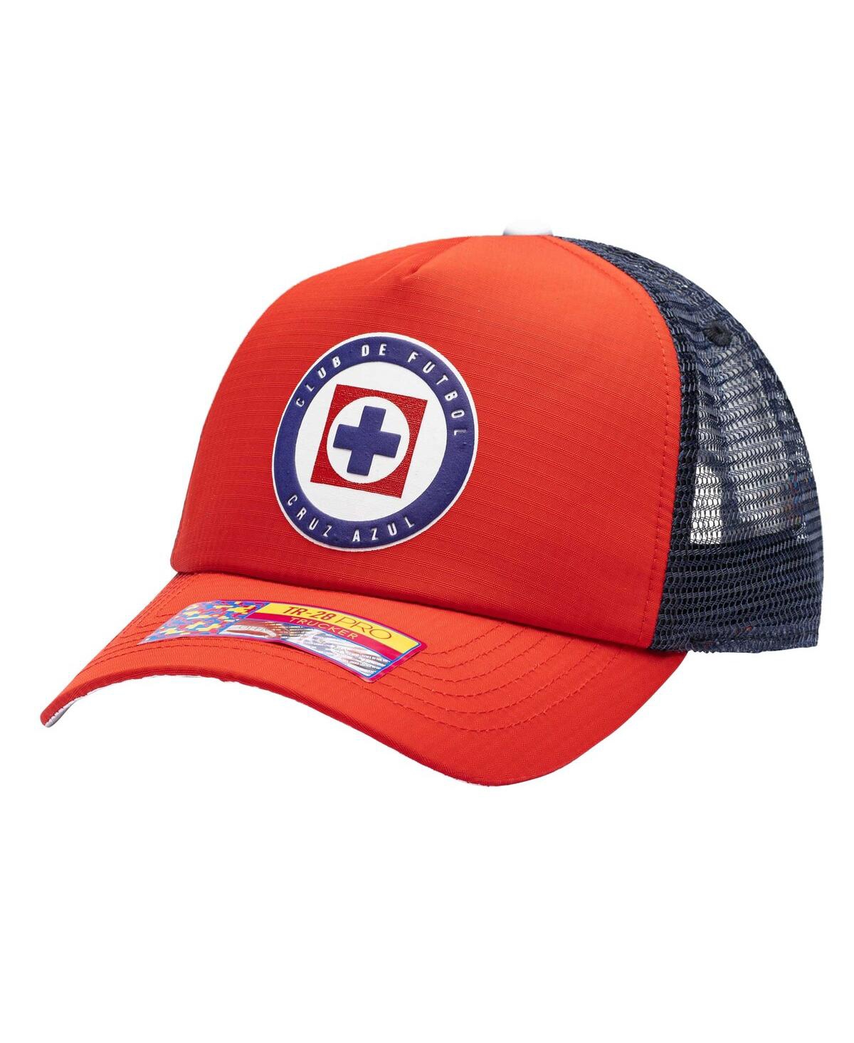 Shop Fan Ink Men's Red Cruz Azul Trucker Adjustable Hat