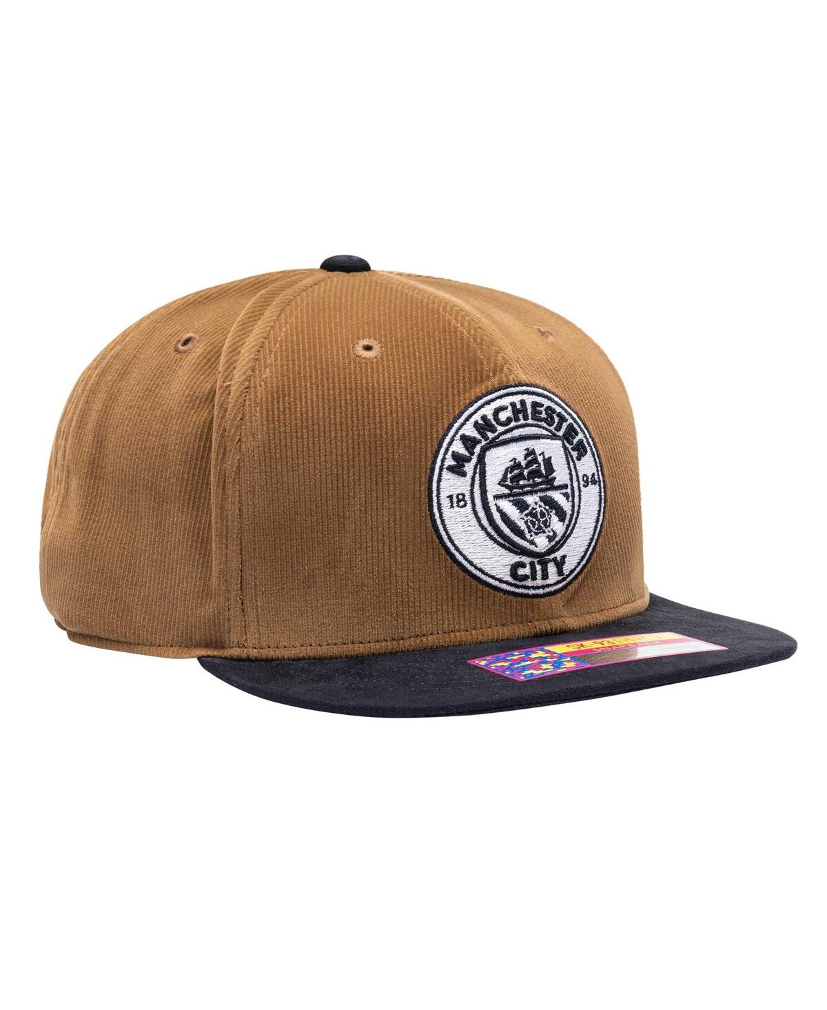 Shop Fan Ink Men's Brown Manchester City Cognac Snapback Hat