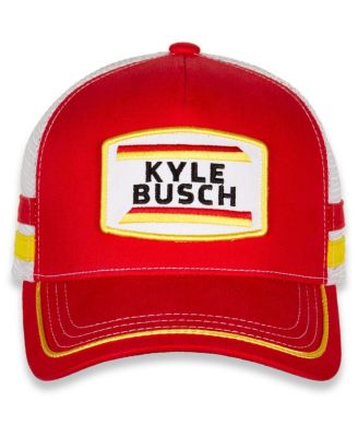 Men's Red, White Kyle Busch Retro Stripe Snapback Adjustable Hat