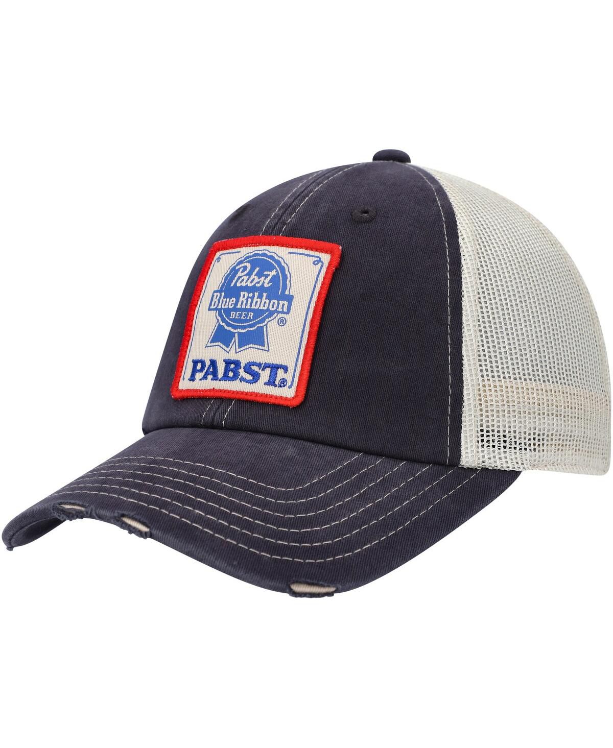 Мужская темно-синяя шляпа Orville Snapback с кремовой и голубой лентой Pabst