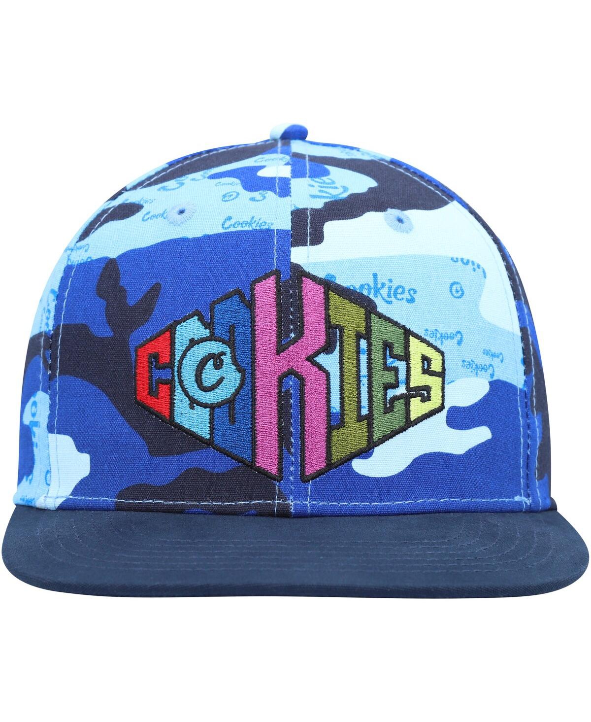 Shop Cookies Men's  Blue, Camo Across The Board Snapback Hat In Blue,camo
