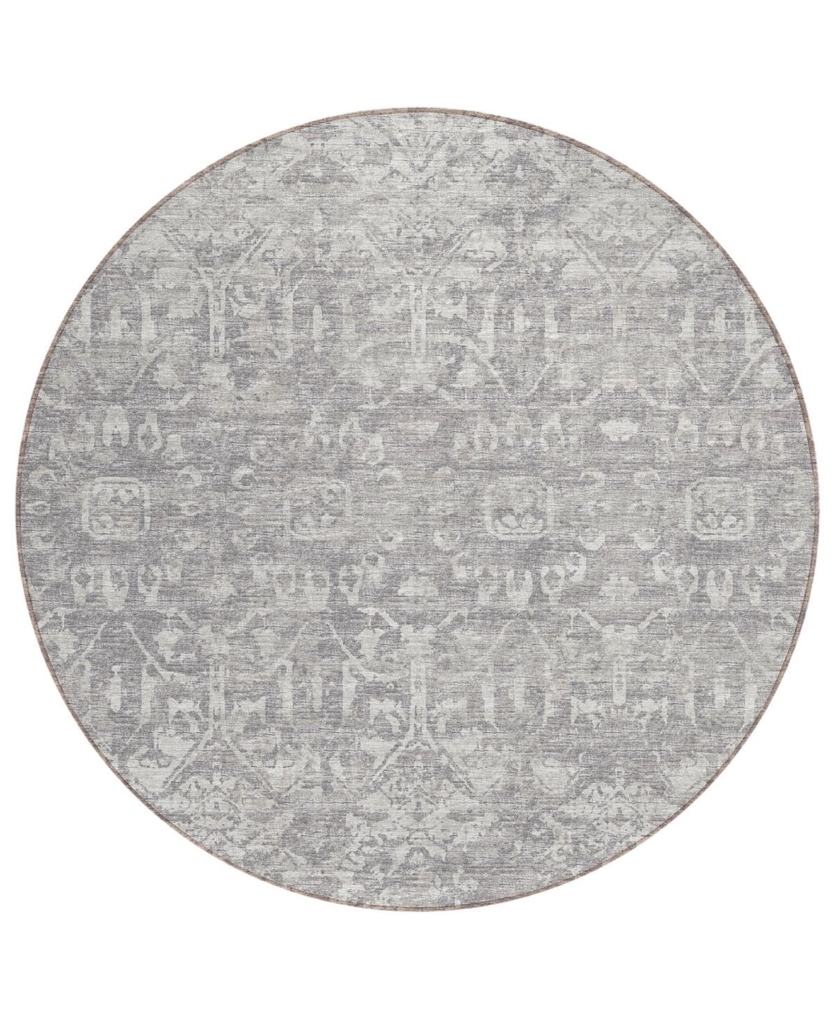 Addison Othello Outdoor Washable AOT31 8' x 8' Round Area Rug - Gray