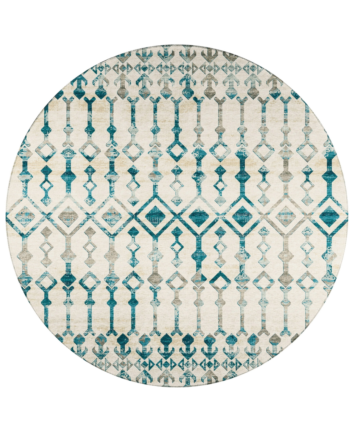 Addison Bravado Outdoor Washable ABV38 8' x 8' Round Area Rug - Ivory