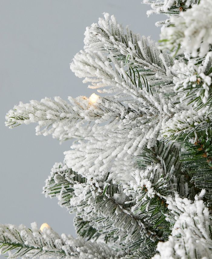 Seasonal Estes Pine Flocked 4' PreLit PE, PVC Porch Tree in Urn, 312