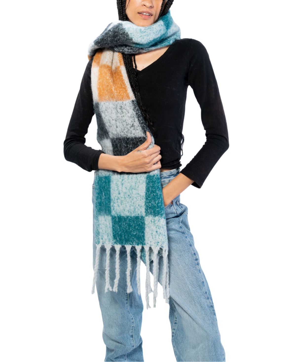 Marcus Adler Plaid Scarf In Burgendy