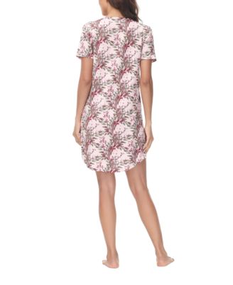 Women's Printed Short Sleeve Sleep Dress Nightgown