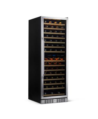 27" Built-in 160 Bottle Dual Zone Compressor Wine Fridge in Stainless Steel, Quiet Operation with Smooth Rolling Shelves