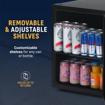 60 Can Beverage Fridge with Glass Door, Small Freestanding Mini Fridge in Black, Perfect for Beer, Snacks or Soda