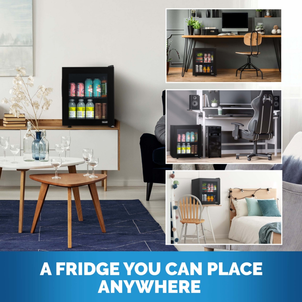 Newair 60 Can Beverage Fridge with Glass Door, Small Freestanding Mini Fridge in Black, Perfect for Beer, Snacks or Soda