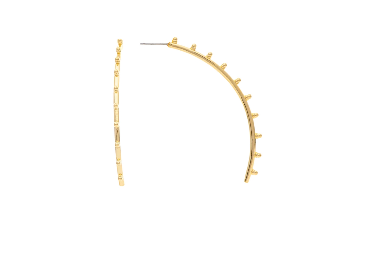 Beaded Polished Dangle Earrings - Gold