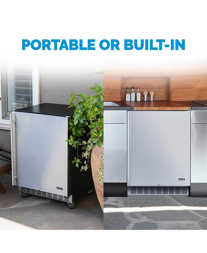 Newair 24" Builtin 160 Can Outdoor Beverage Fridge in Weatherproof