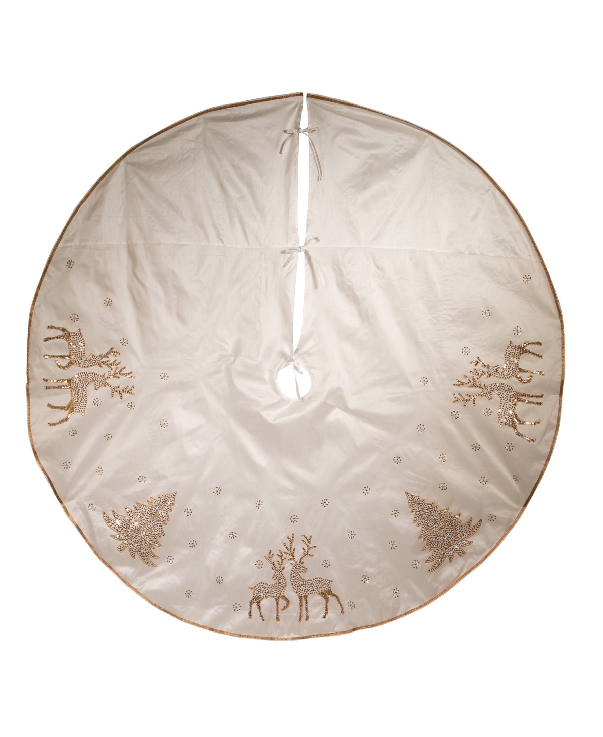 Kurt Adler Tree Skirt with Glitter Tree and Reindeer Design - Multi-Color