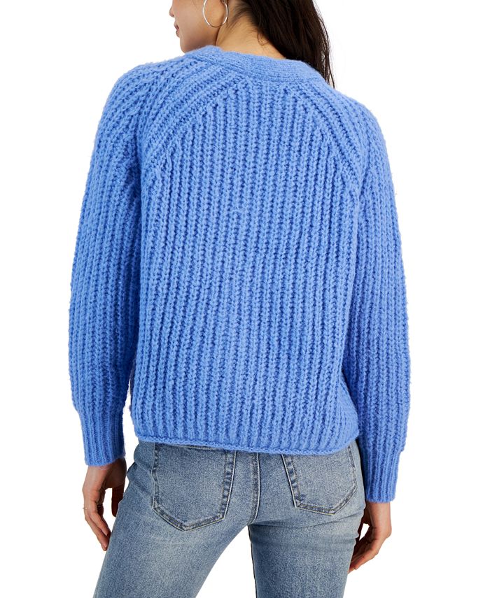 Hooked Up by IOT Juniors' Shaker-Knit V-Neck Cardigan - Macy's