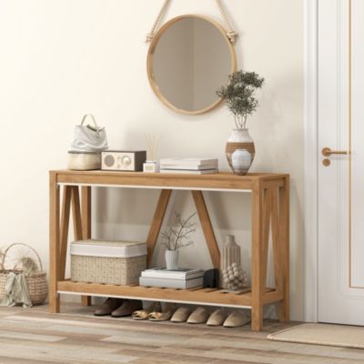 Farmhouse Console Table with Storage, Rustic Sofa Table,