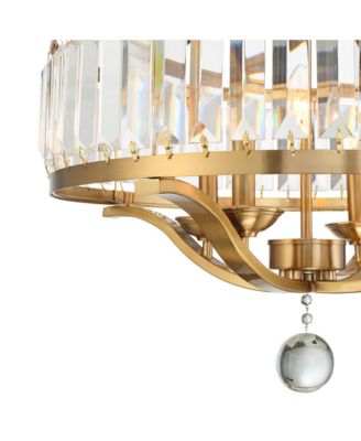 Prava Warm Brass Pendant Chandelier 21 1/2" Wide Modern Crystal 4-Light Fixture for Dining Room House Foyer Kitchen Island Bedroom