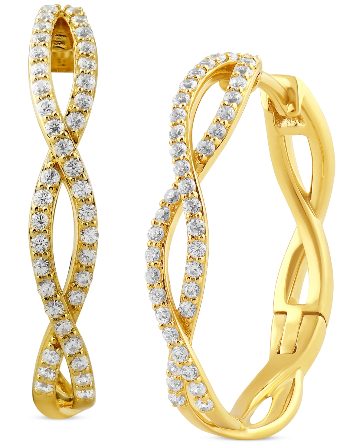 Macy's Diamond Twist Small Hoop Earrings (1/2 Ct. T.w.) In 10k Gold, 0.9" In K Yellow Gold