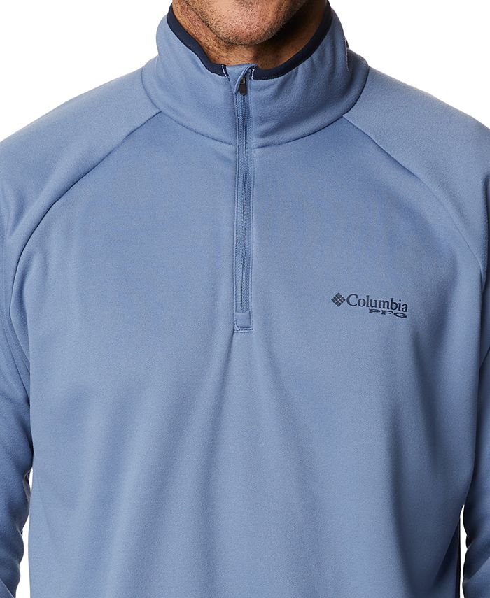 Pull Columbia PFG Léger Homme - Quart Zippé, Manches Longues, Bleu, Taille S (Pêche)