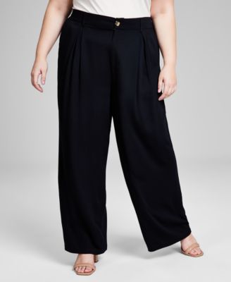And Now This - Trendy Plus Size Easy Wide-Leg Trousers
