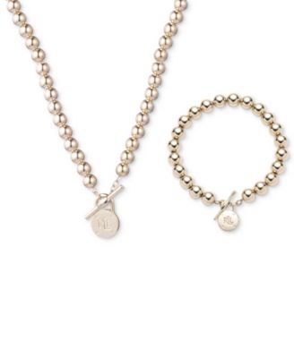 ネックレス・ペンダント RALPH LAUREN Beaded Logo Necklace Lauren Ralph Lauren Beaded Logo Lock Jewelry Collection - Macy's