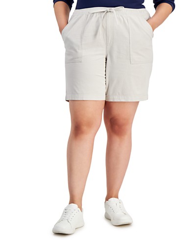 Karen Scott Plus Size Drawstring Skimmer Shorts, Created For Macy's In  Bright White