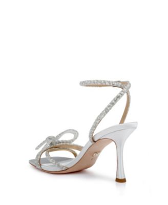 Badgley Mischka Sandalo Con Tacco Effie Donna, Oro Chiaro, Taglia 40.5 EU, Dettaglio Fiocco E Fodera In Pelle