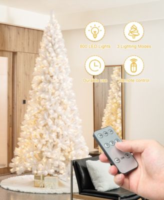 10' Pre-Lit Pine Slim Artificial Christmas Tree with 800 Warm Lights, Three Function