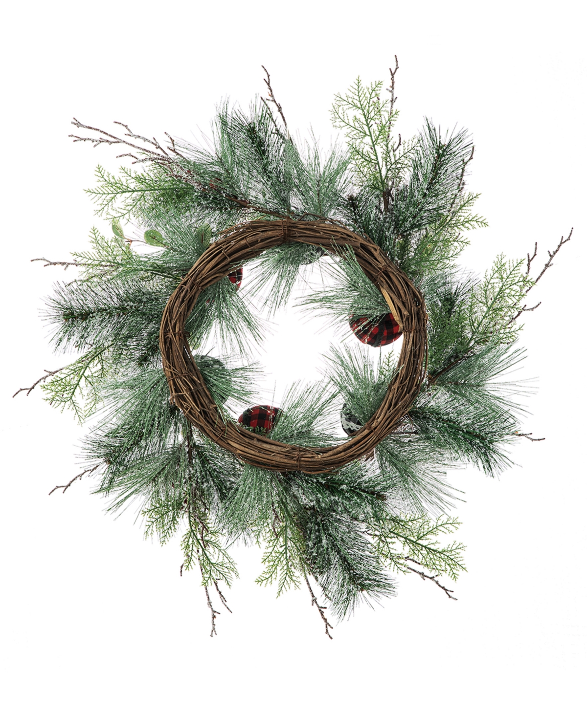 Shop Glitzhome 24" D Frosted Ornament, Berry Pinecone Wreath In Multi