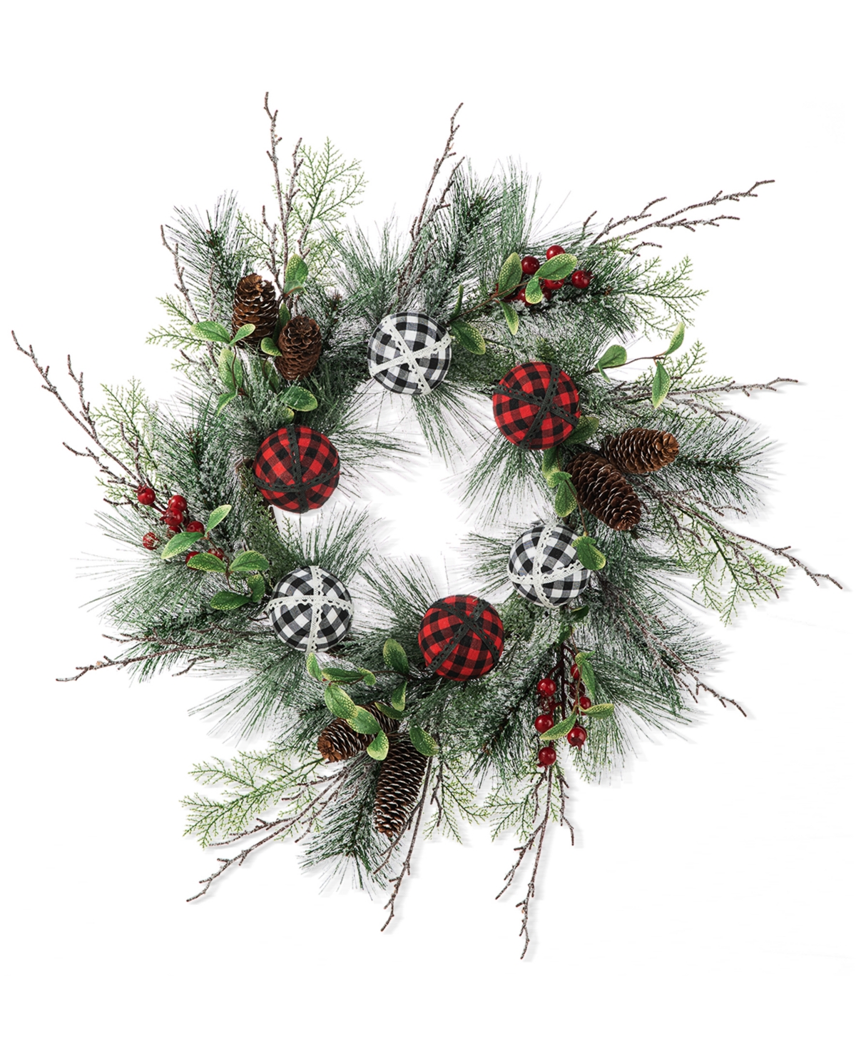 Glitzhome 24" D Frosted Ornament, Berry Pinecone Wreath In Multi