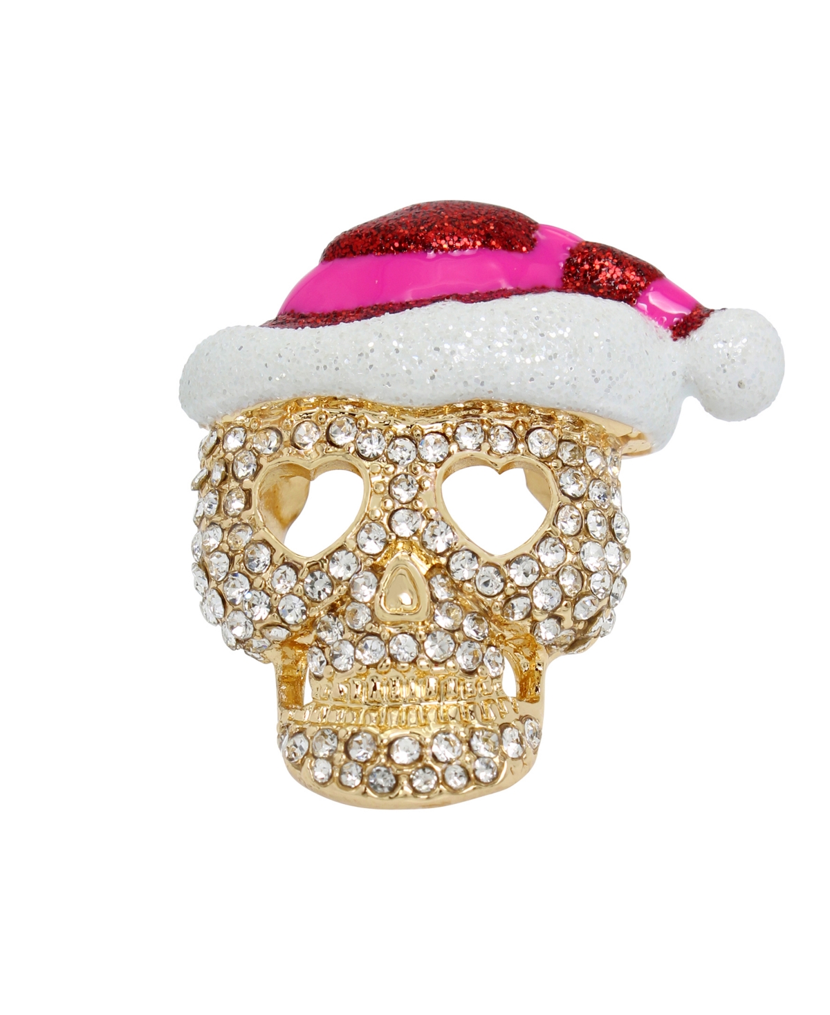 Betsey Johnson Faux Stone Santa Skull Cocktail Ring In Pink
