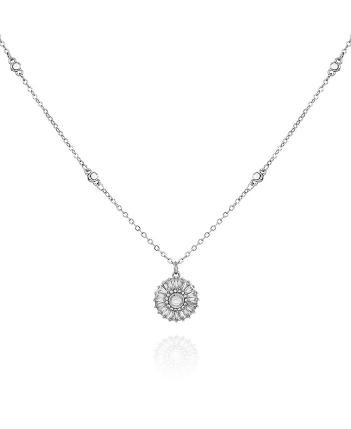 T Tahari Clear Glass Stone Pendant Charm Necklace Macy s