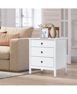 Nightstand Beside End Side Table Organizer with 3 Drawers