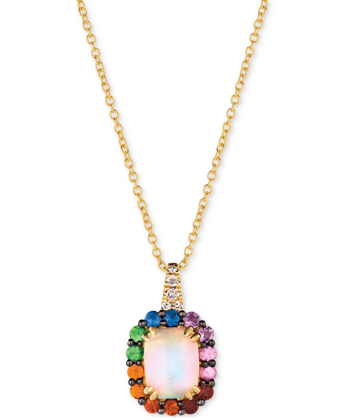 Le Vian Multi-gemstone (1-5/8 Ct. T.w.) & Nude Diamond (1/20 Ct. T.w.) Rainbow Halo 18" Pendant Necklace In In K Honey Gold Pendant
