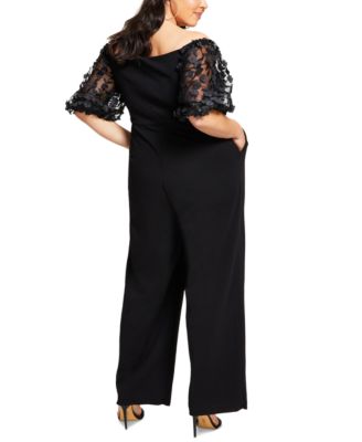 アウターその他 HUECLOSET Crop padding Jumper SE499 XSCAPE Plus Size Puffed-Sleeve Off-The-Shoulder Jumpsuit