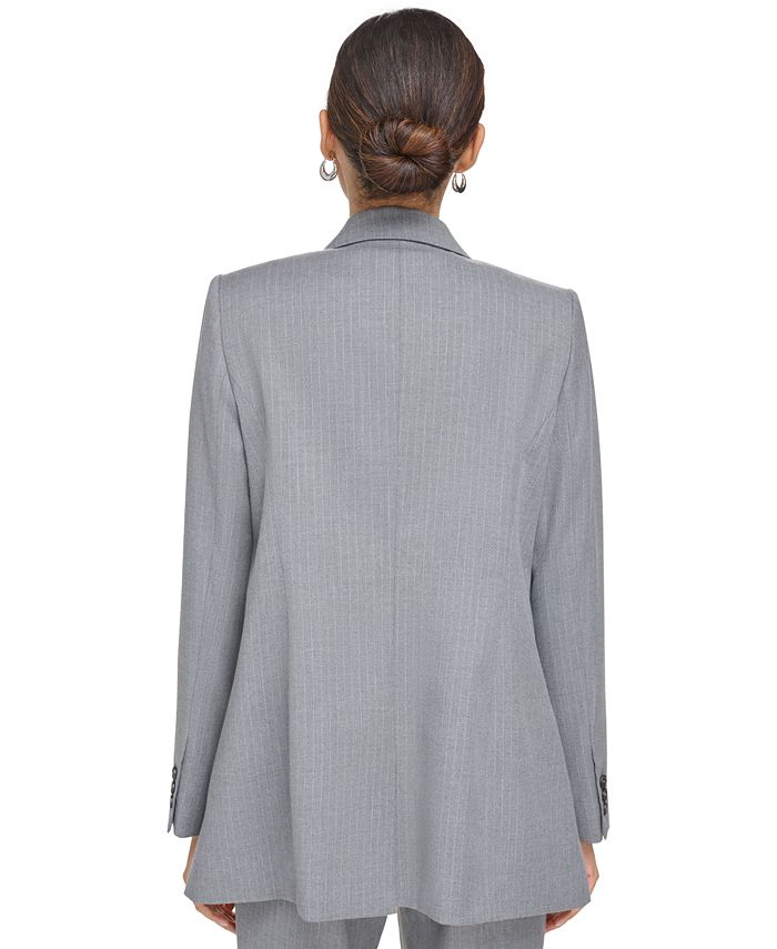 Calvin Klein Women's DoubleBreasted Grey Pinstripe Long Blazer Macy's