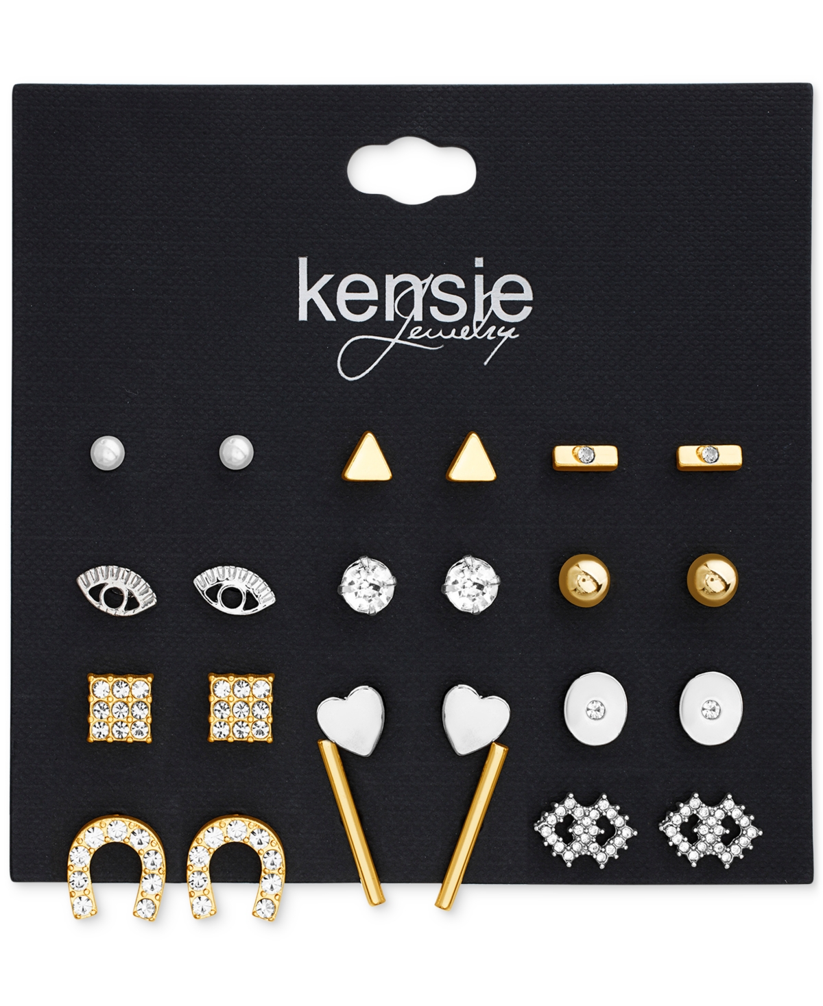 Shop Kensie Two-tone 12-pc. Set Crystal & Imitation Pearl Mixed Stud Earrings In Two-tone Set