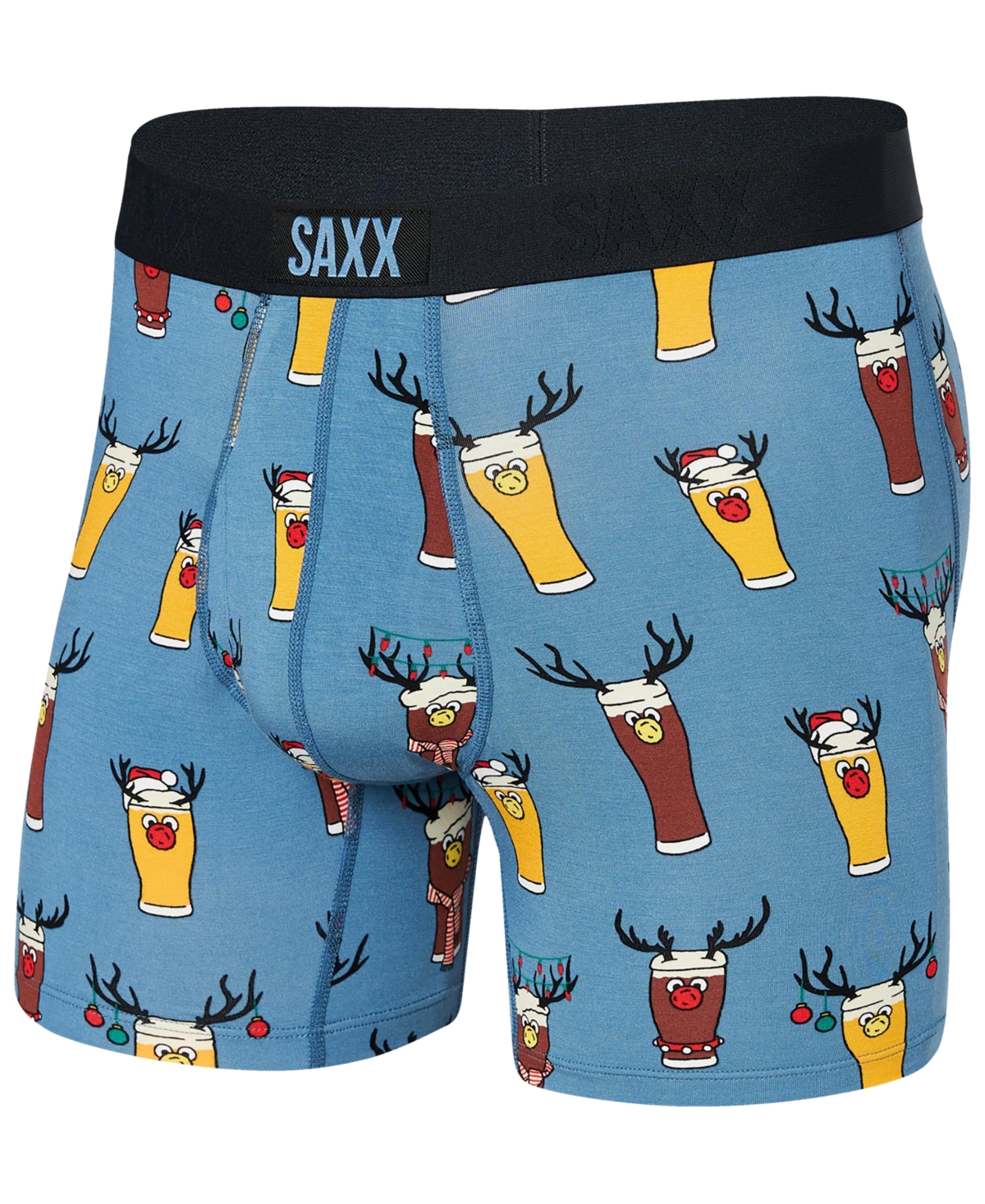 Men's Ultra Super Soft Relaxed-Fit Holiday Boxer Briefs - Brewdolph- Slate