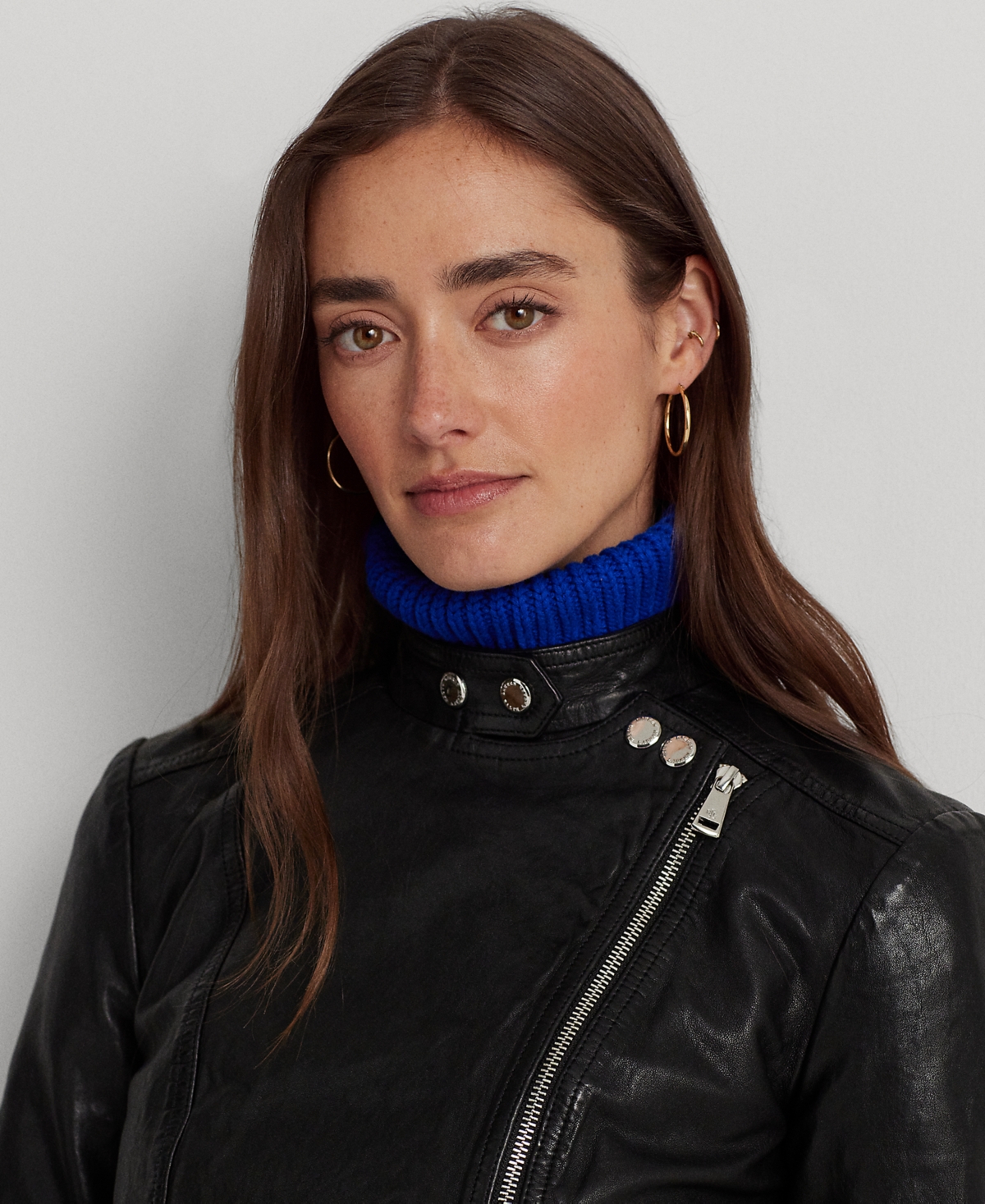 Ralph Lauren Women's Tumbled Leather Moto Jacket In Polo Black